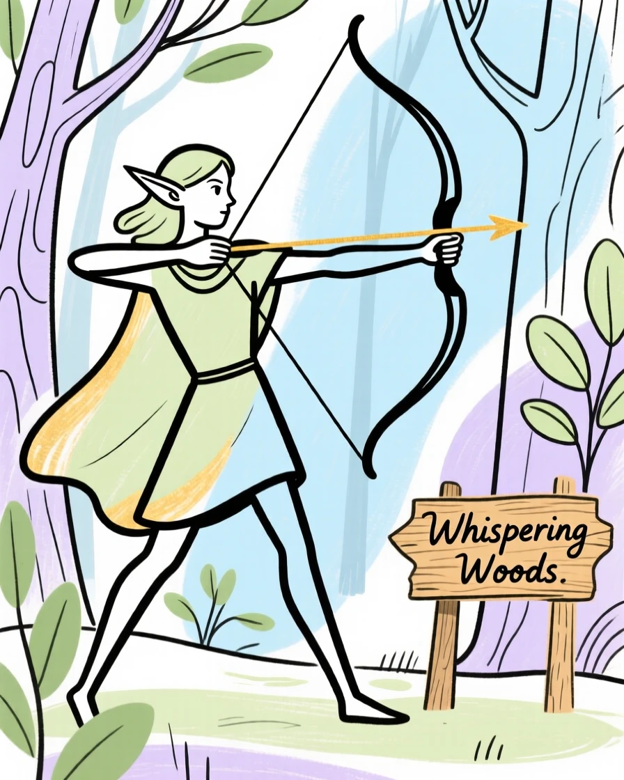 An elf archer in an enchanted forest