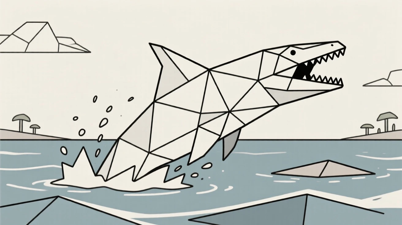 A Mosasaurus breaching from prehistoric ocean waters