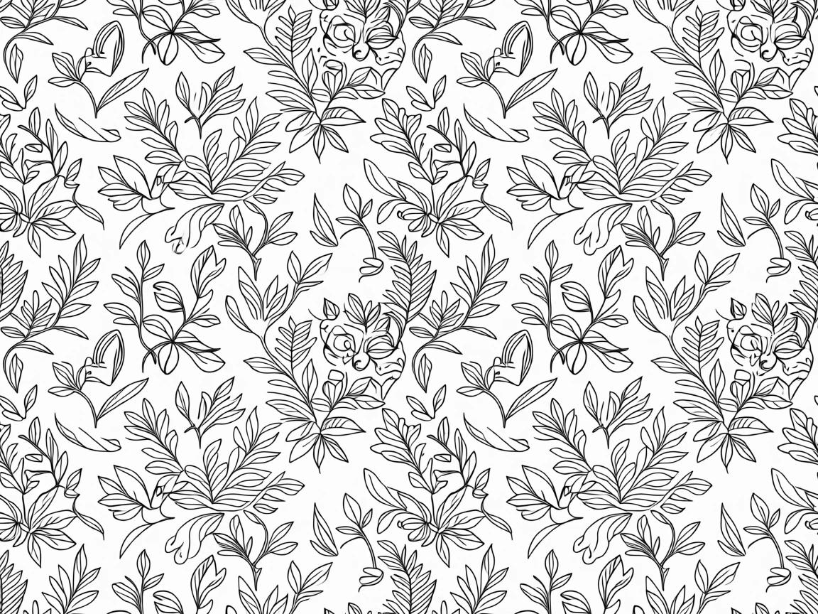 A repeating pattern of small woodland creatures peeking from foliage