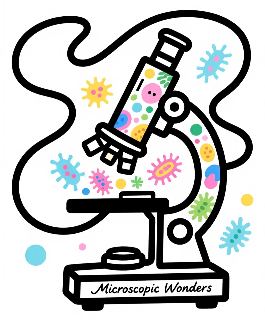 A microscope revealing a colorful world of microscopic organisms.