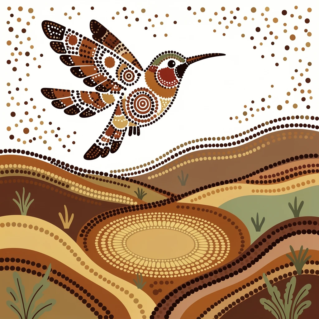 A hummingbird circling above an open valley