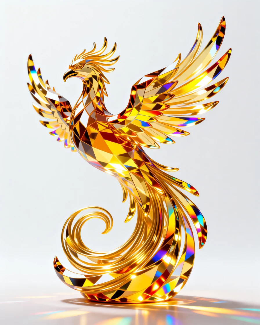An abstract swirl of golden threads weaving into the shape of a phoenix.