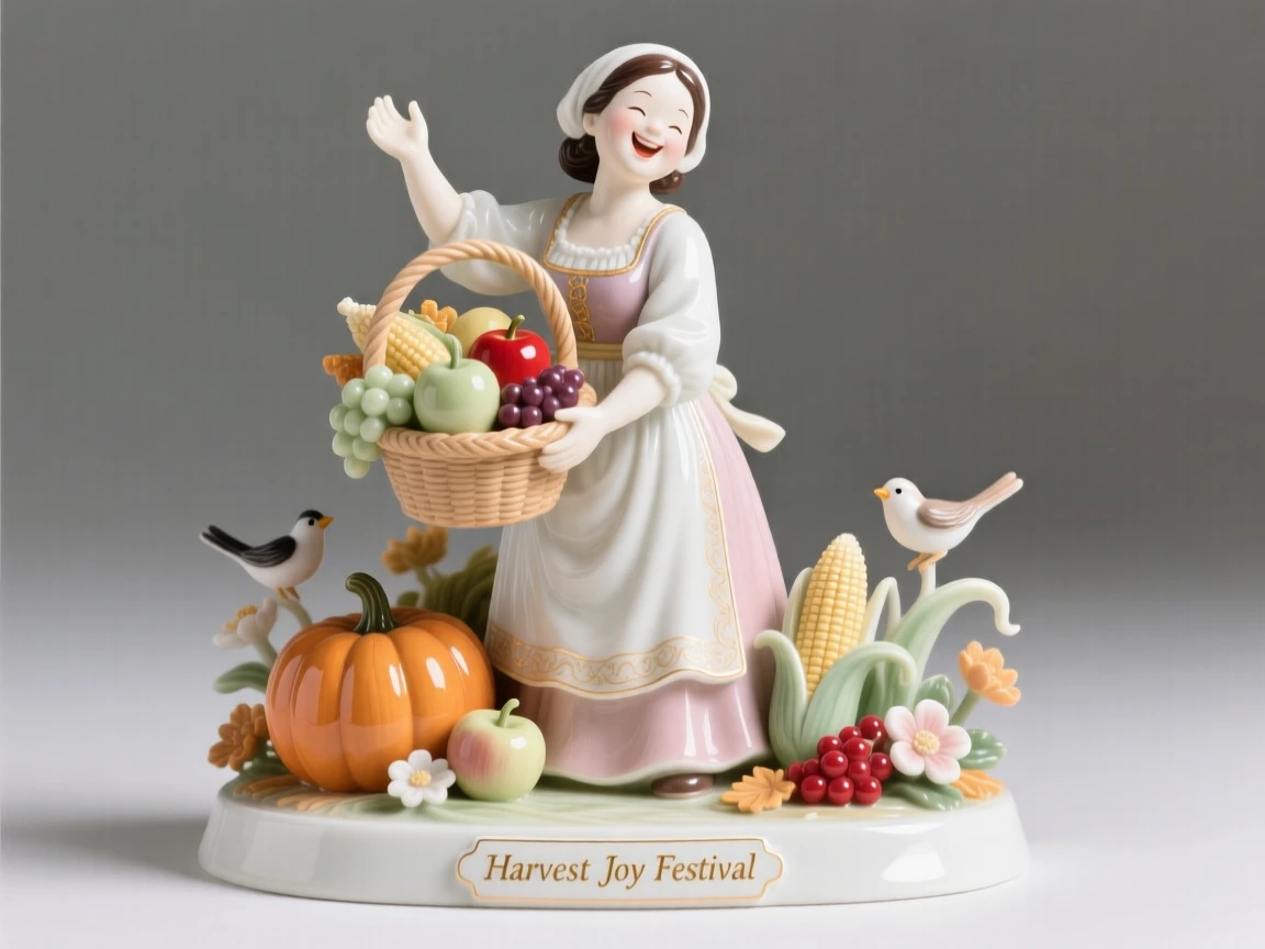 A joyful a harvest festival with baskets of produce scene, the air filled with festive energy.