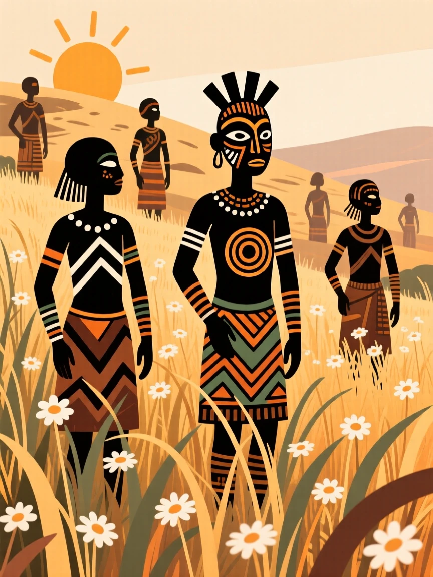 A field of tall savanna grass blooming across a sunlit hillside.