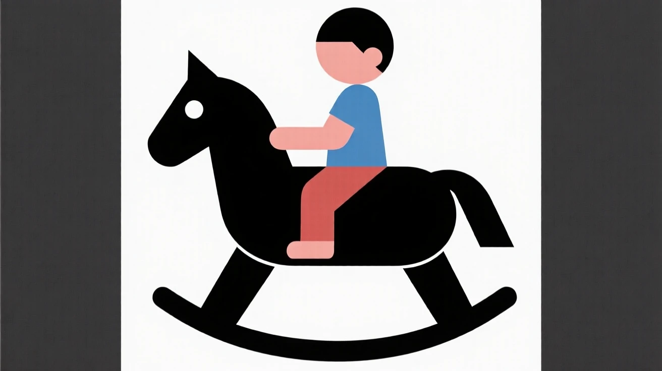 A child riding a rocking horse