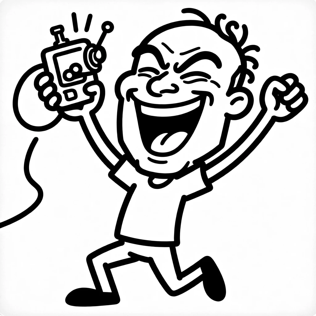 Someone triumphantly holding up a fixed gadget after a long DIY repair session.