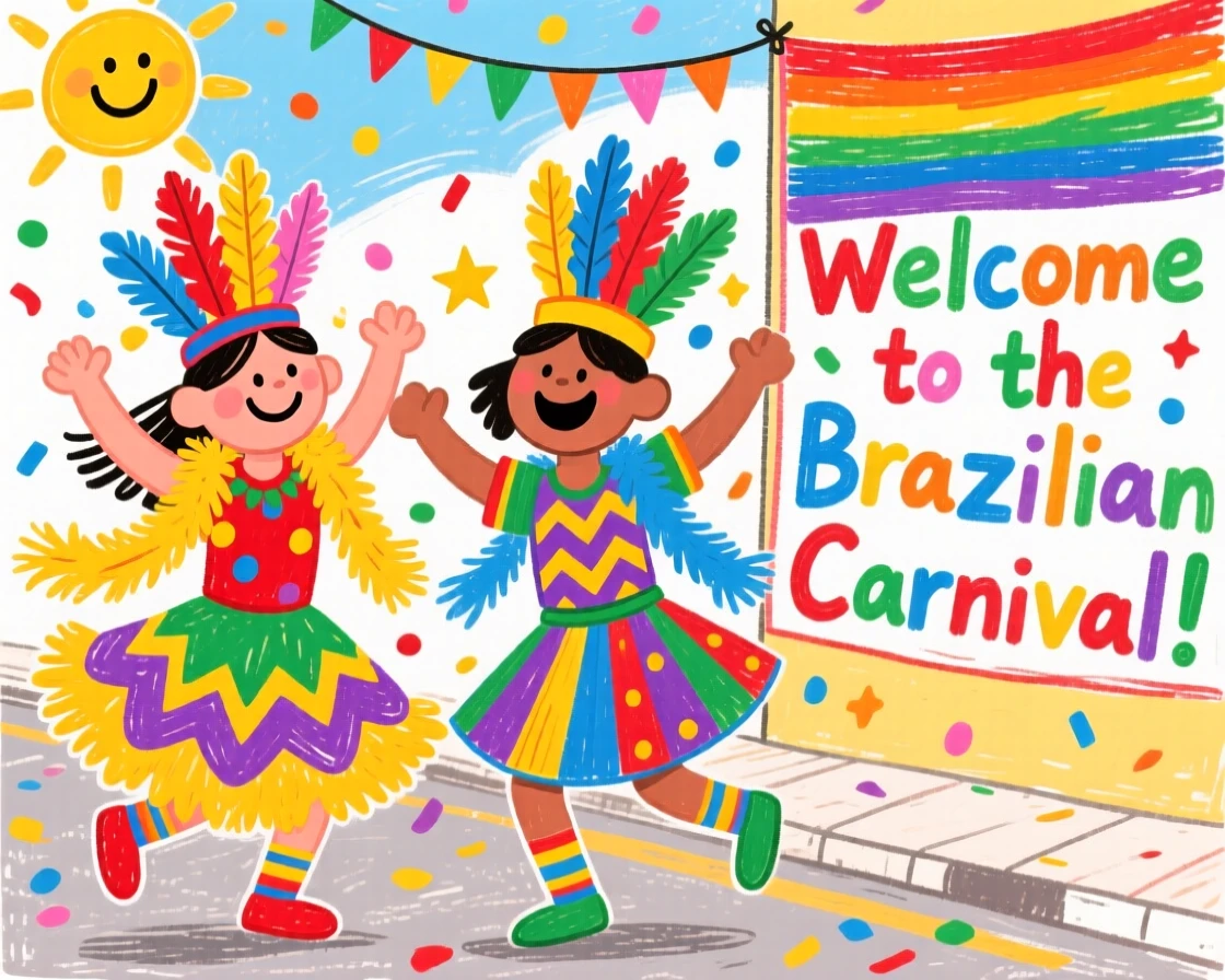 Dancers twirling in colorful traditional costumes at a Brazilian carnival.
