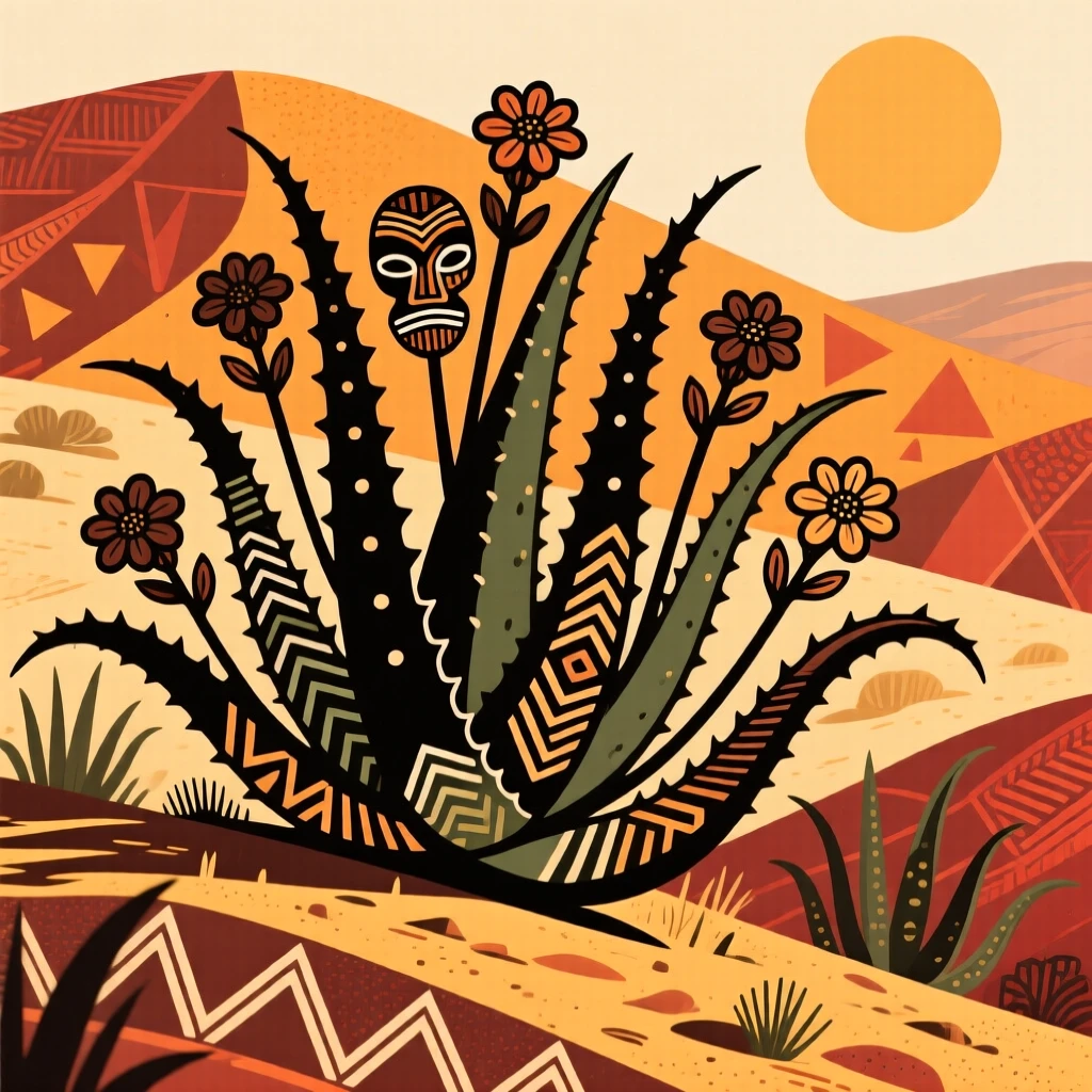 A cluster of wild aloe plants blooming across a sunlit hillside.
