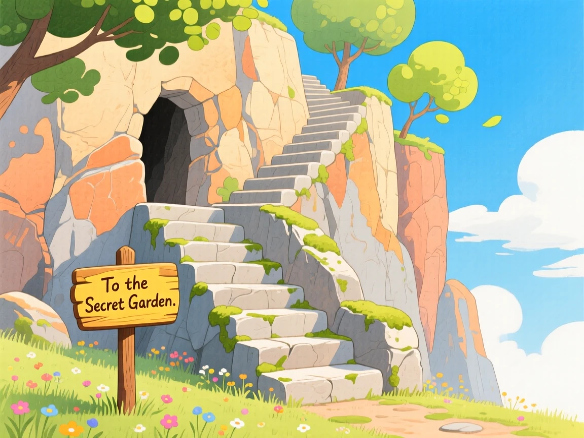 A wondrous view of a hidden staircase carved into a cliffside.