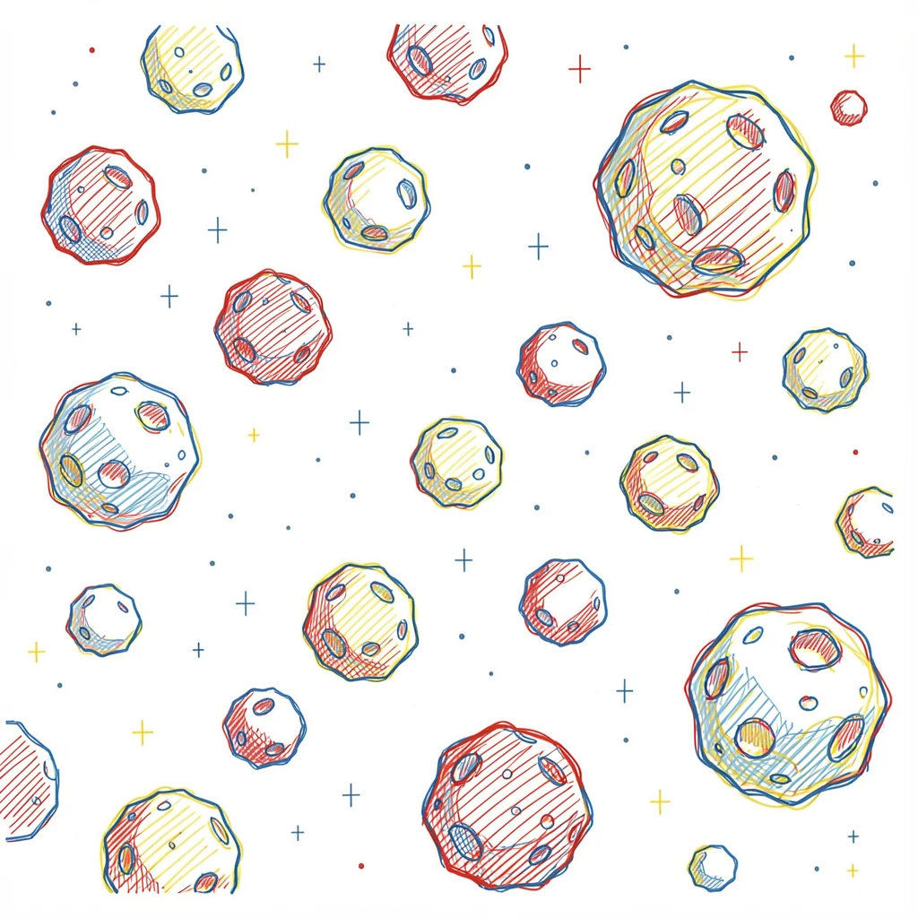 A vast asteroid field drifting silently against a starry backdrop