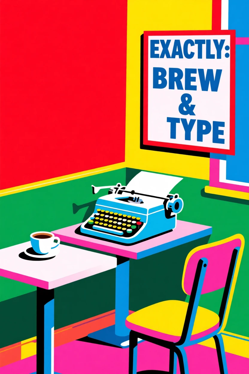 Coffee shop corner with a vintage typewriter