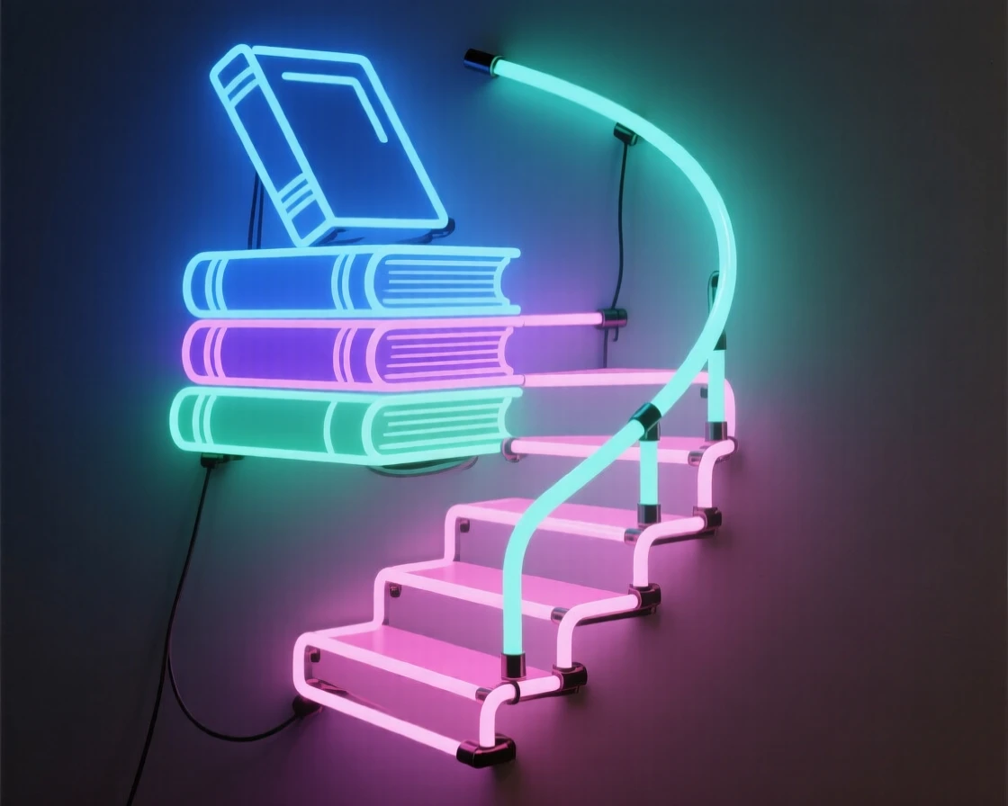 A stack of books forming a small spiral staircase.