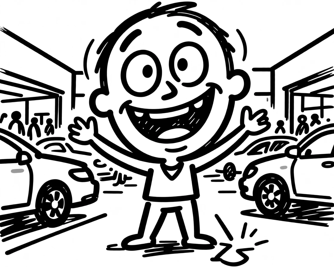 Someone celebrating finding the last parking spot at a packed holiday mall.