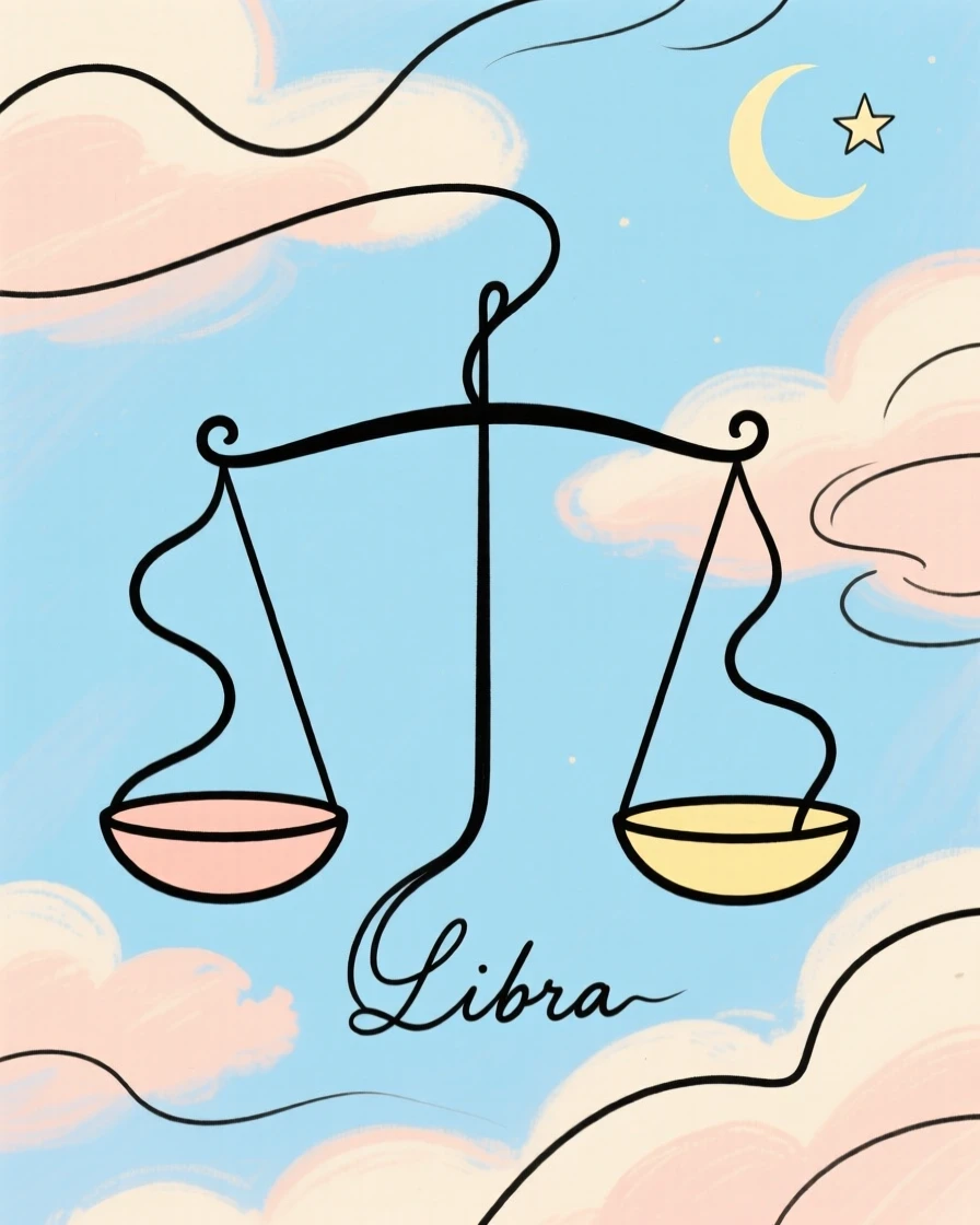 The Libra scales balanced in the sky