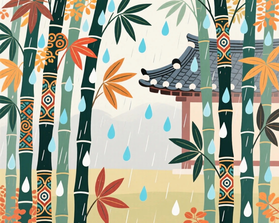 A bamboo grove, in a gentle autumn rain.