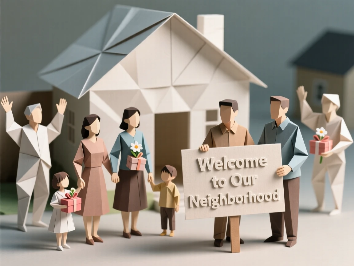 A community turning out to welcome a new family to the neighborhood with open arms.