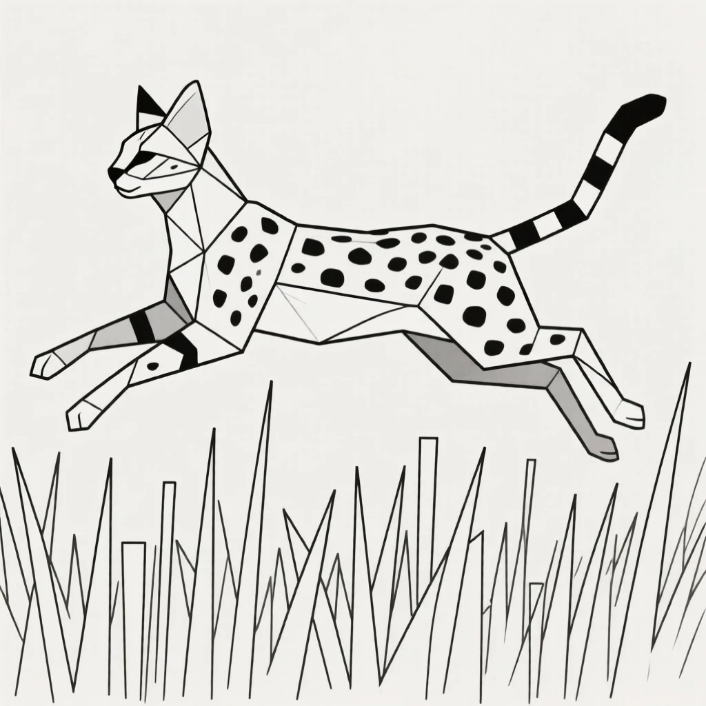A serval cat leaping through tall grass