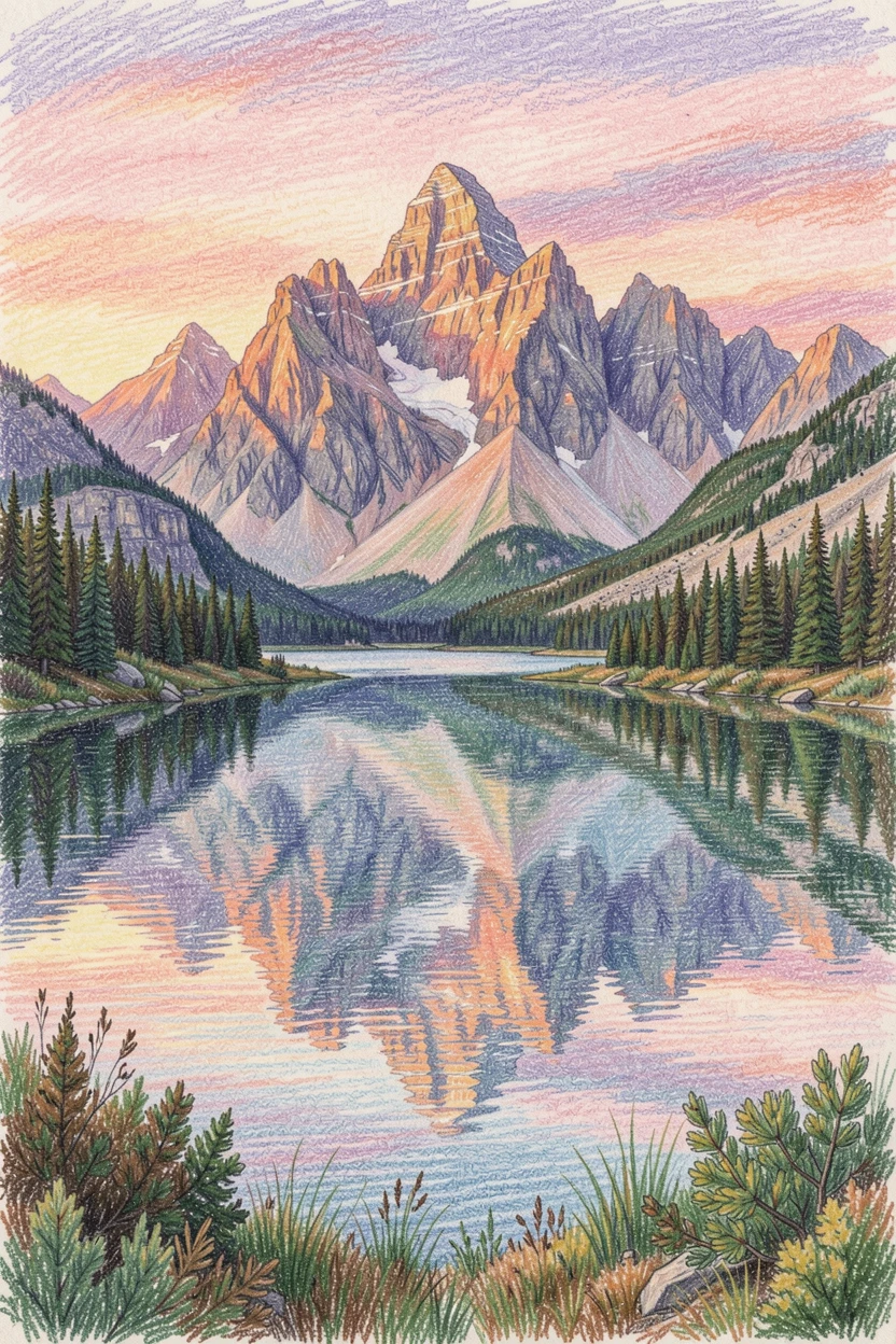 A Grand Teton reflection lake glowing at sunrise, with rich, inviting textures throughout the scene, celebrating a moment people would love to revisit.