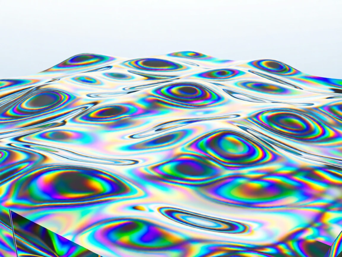 An abstract composition of rippling water reflecting a kaleidoscope of colors.