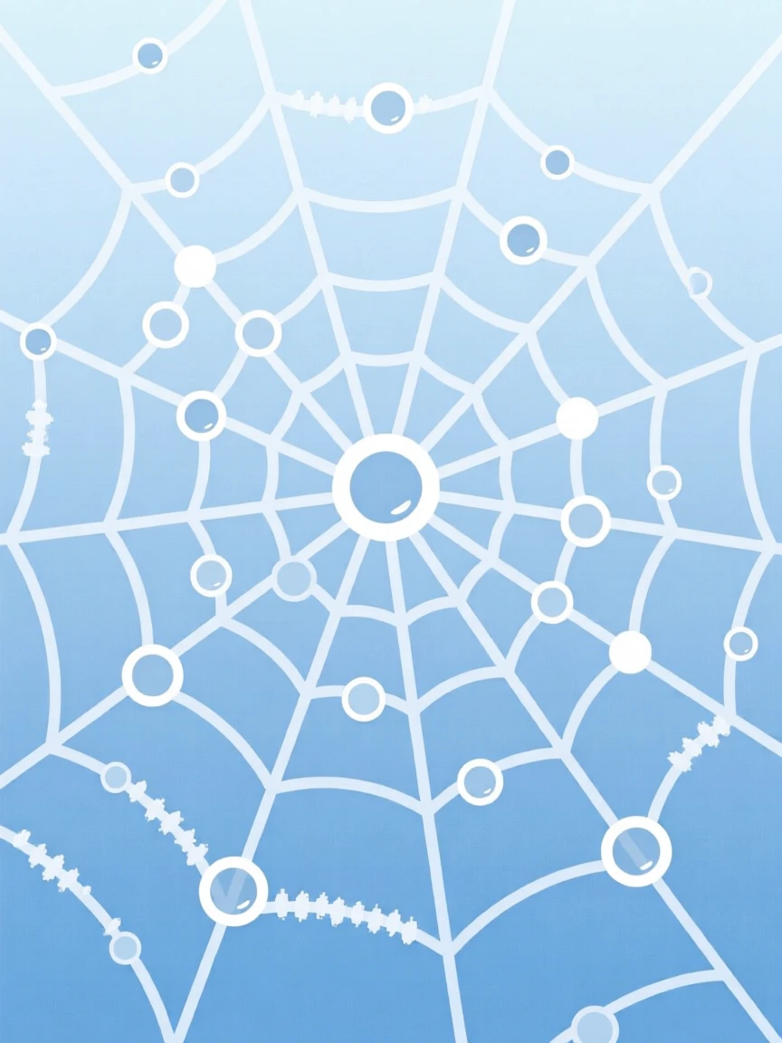 A frosty morning with dew on spider webs