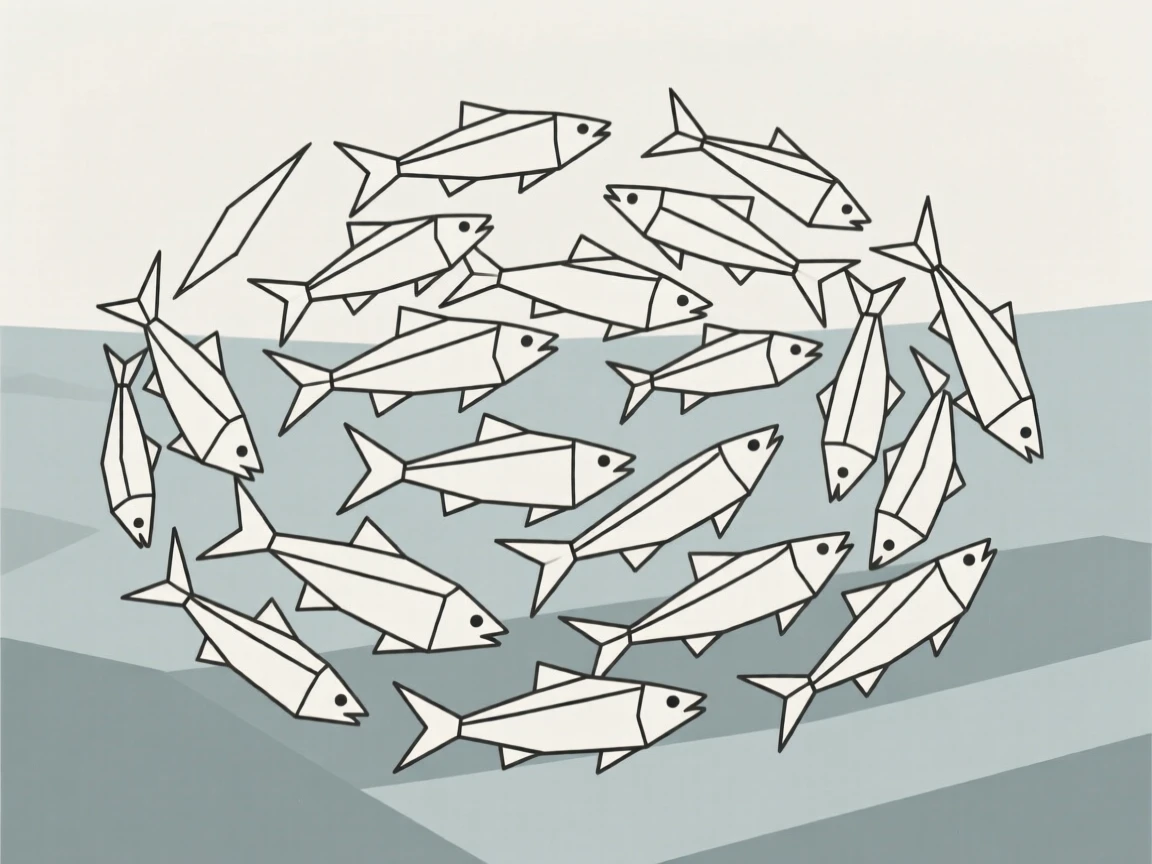 A group of sardines forming a swirling school
