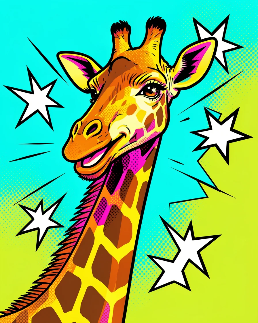 A gentle giraffe caught in a candid, joyful moment