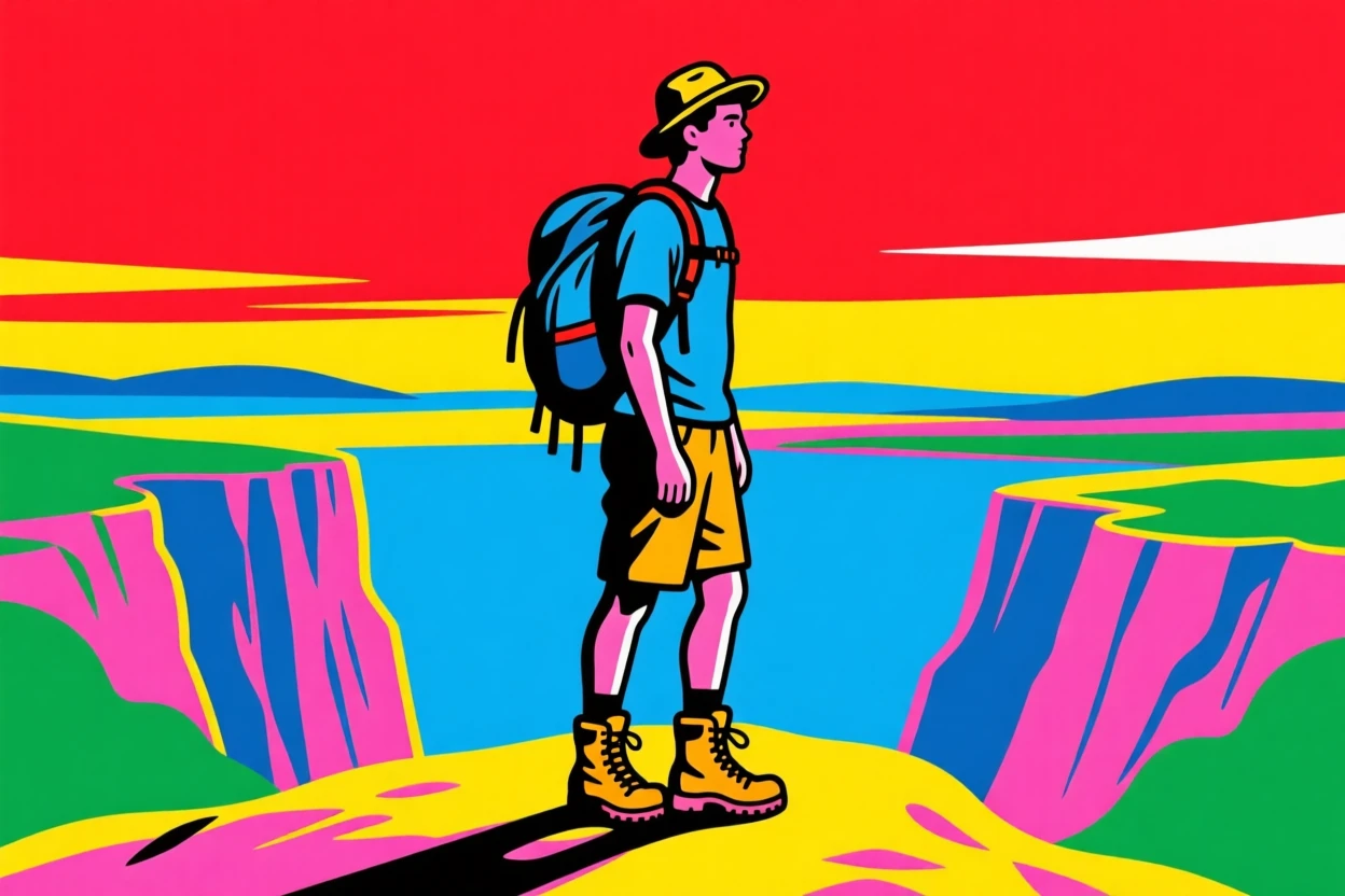 Weekend hike reaching a scenic overlook