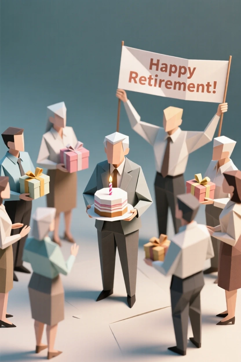 A group of coworkers celebrating a colleague's retirement with a heartfelt gathering.