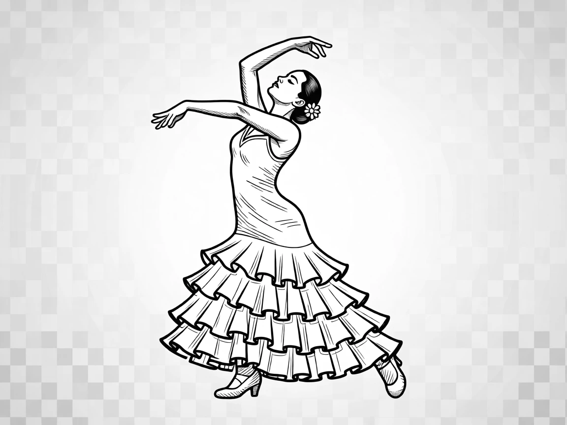 A traditional flamenco dancer mid-performance