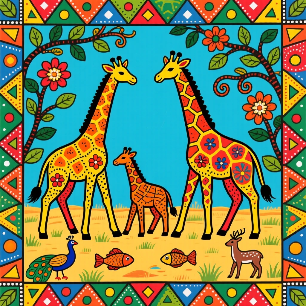 A family of giraffes walking together across the open savanna.