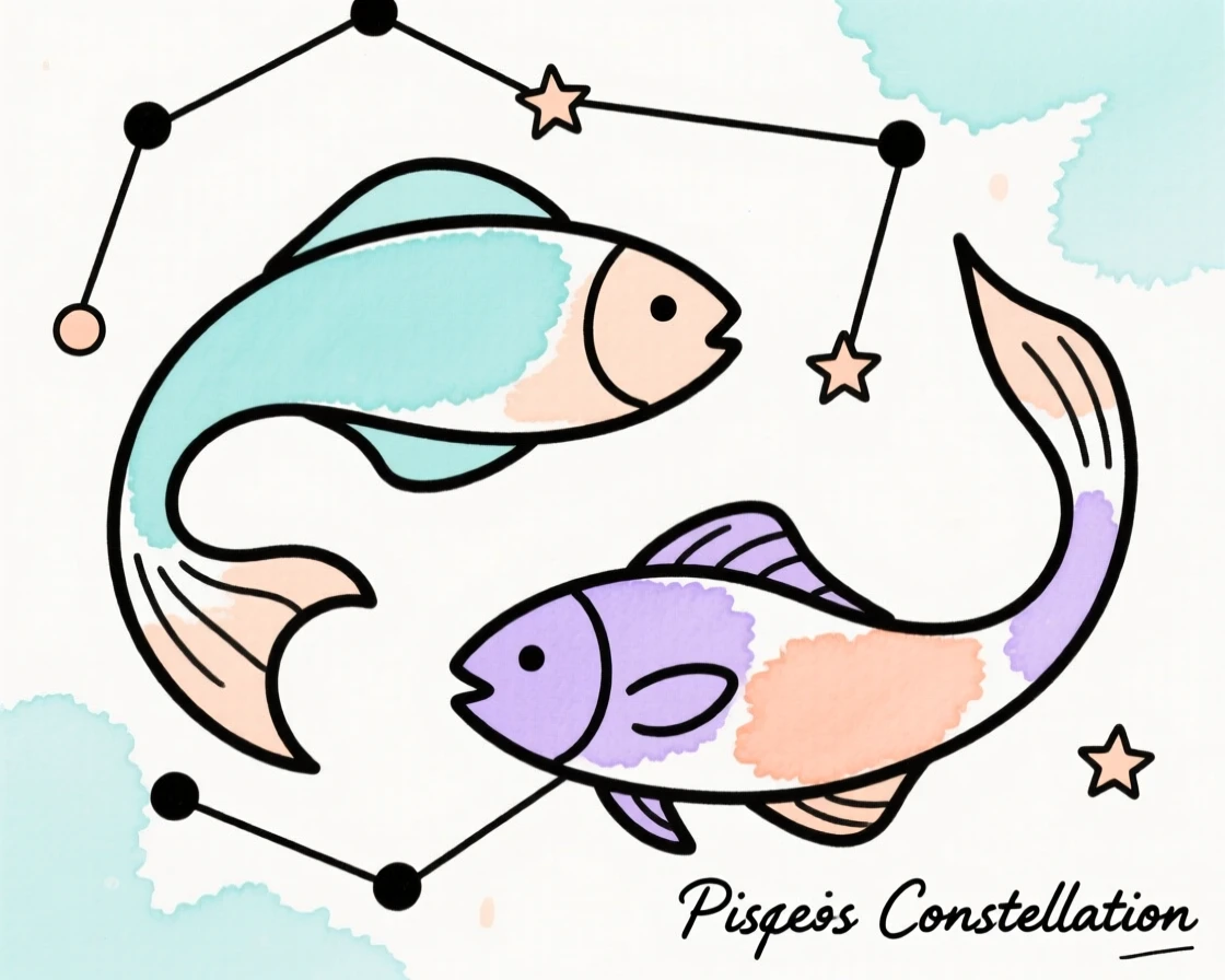 The Pisces fish swimming through constellations