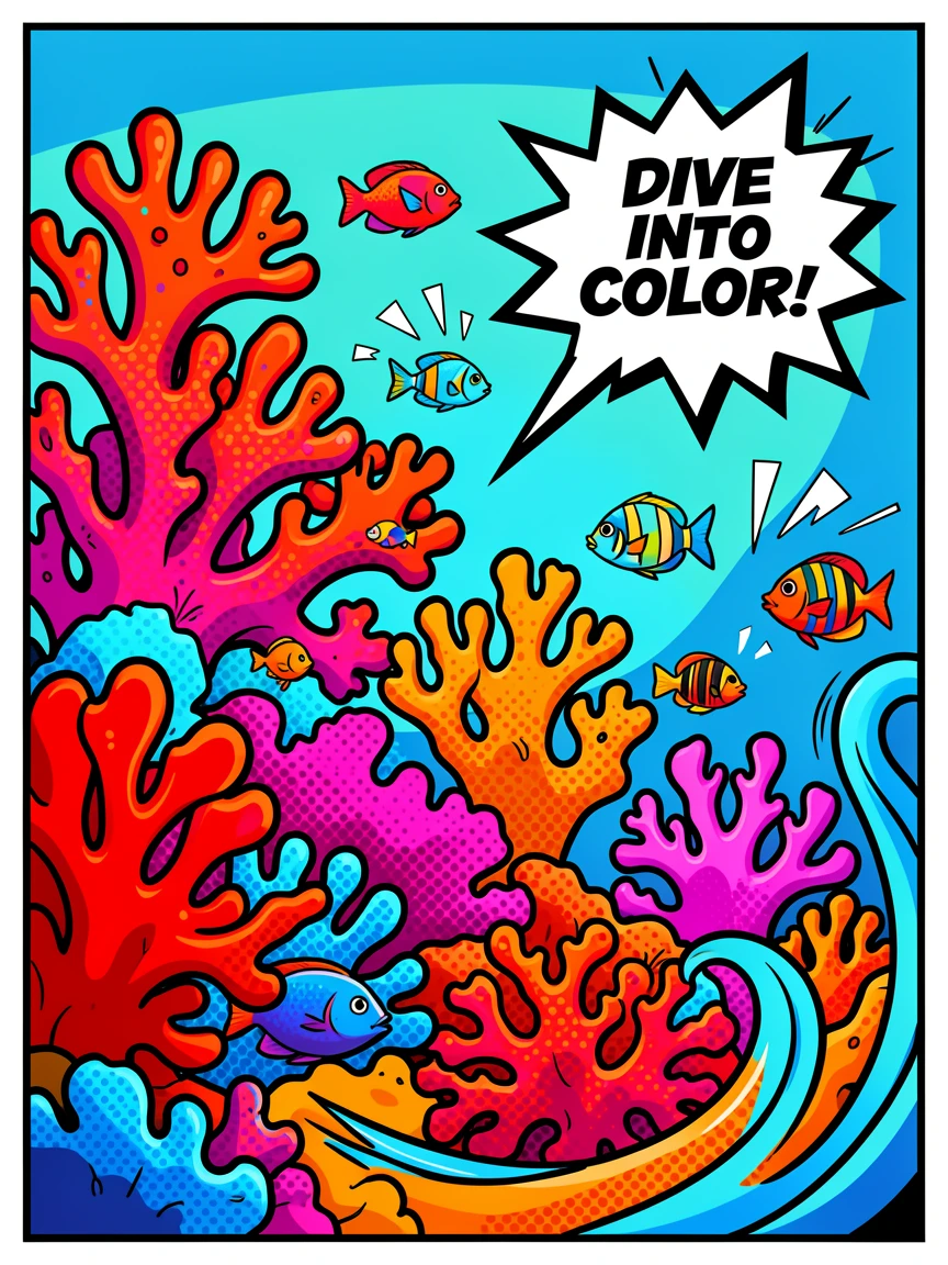 The Great Barrier Reef lit with lively coral colors