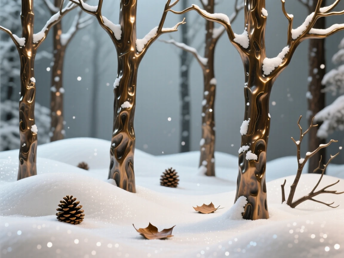 A winter forest glittering with fresh untouched snow, capturing the mood and atmosphere of the season in rich, immersive detail