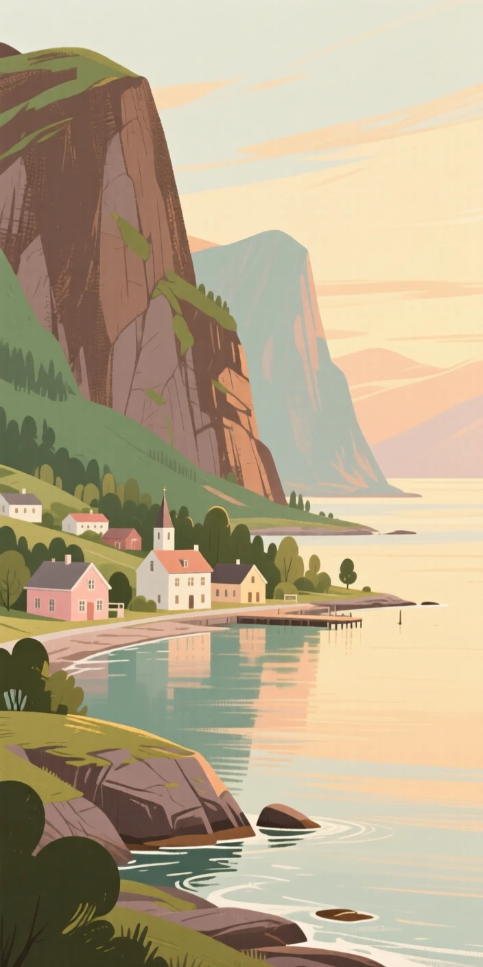 A view of the fjords surrounding a Norwegian coastal town