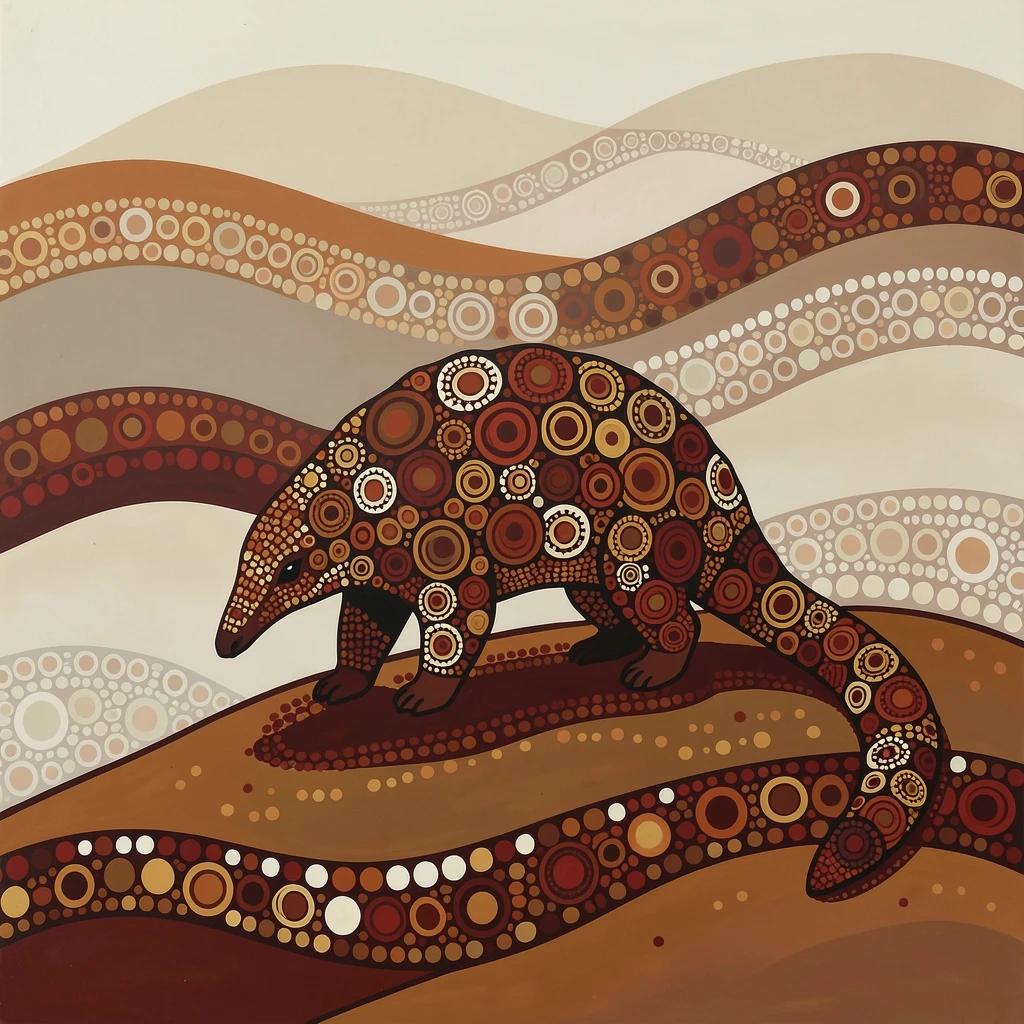 A lone pangolin standing on a misty hillside