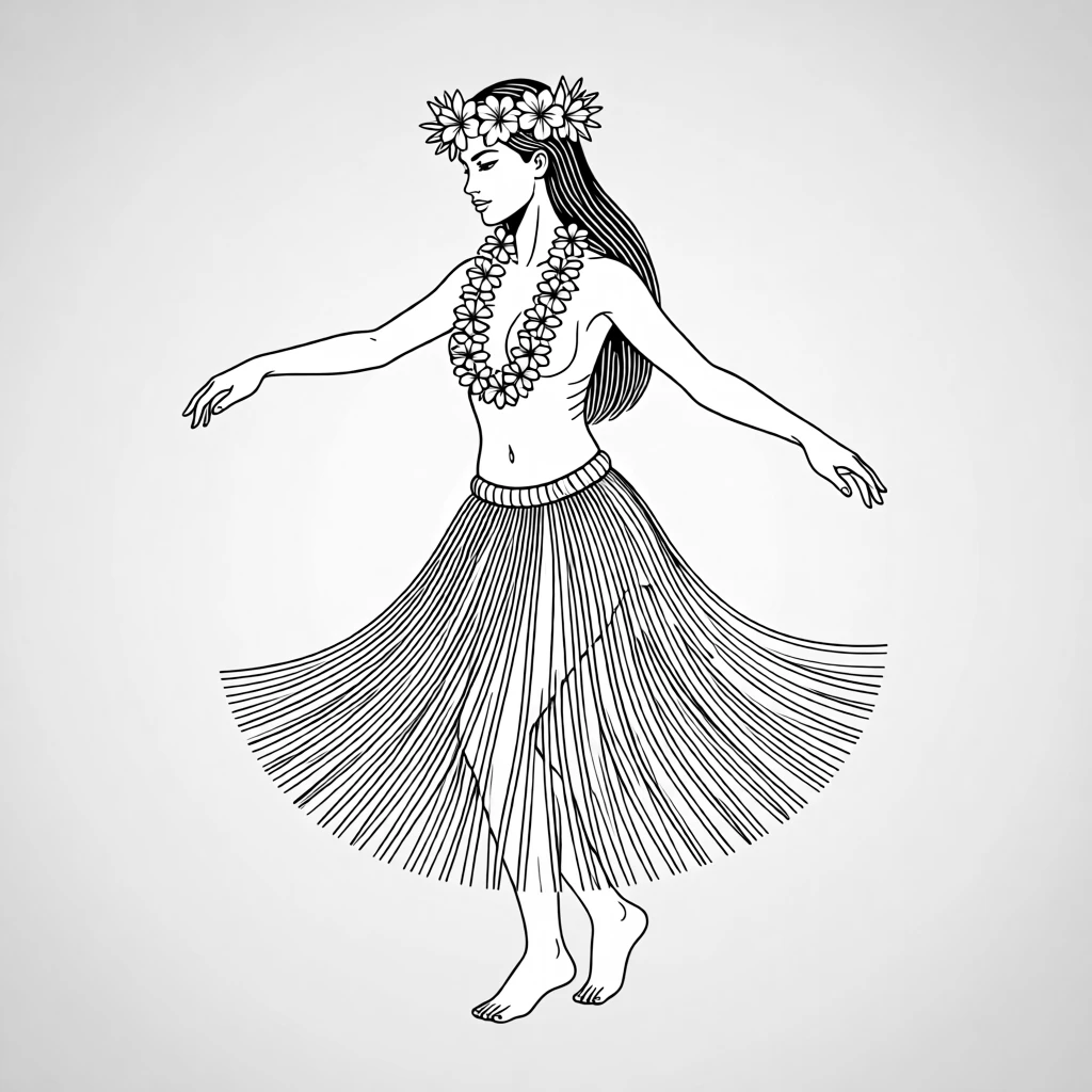 A traditional Hawaiian hula dancer with a flower lei
