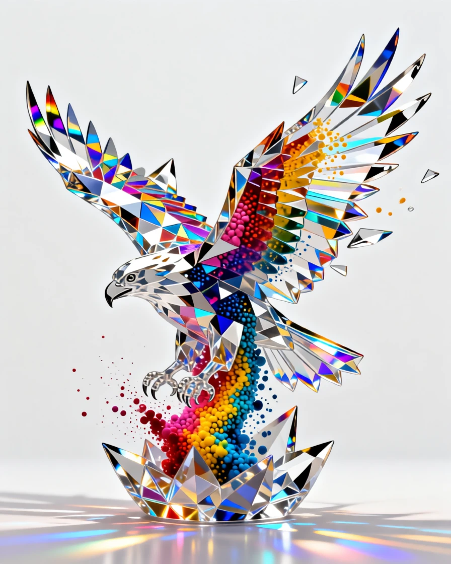 An abstract explosion of paint pigment forming the silhouette of a soaring eagle.