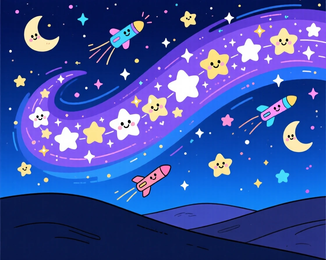 A night sky glittering with a clear view of the Milky Way.