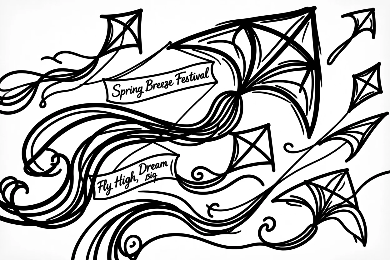 A springtime kite festival with colorful kites filling the sky.