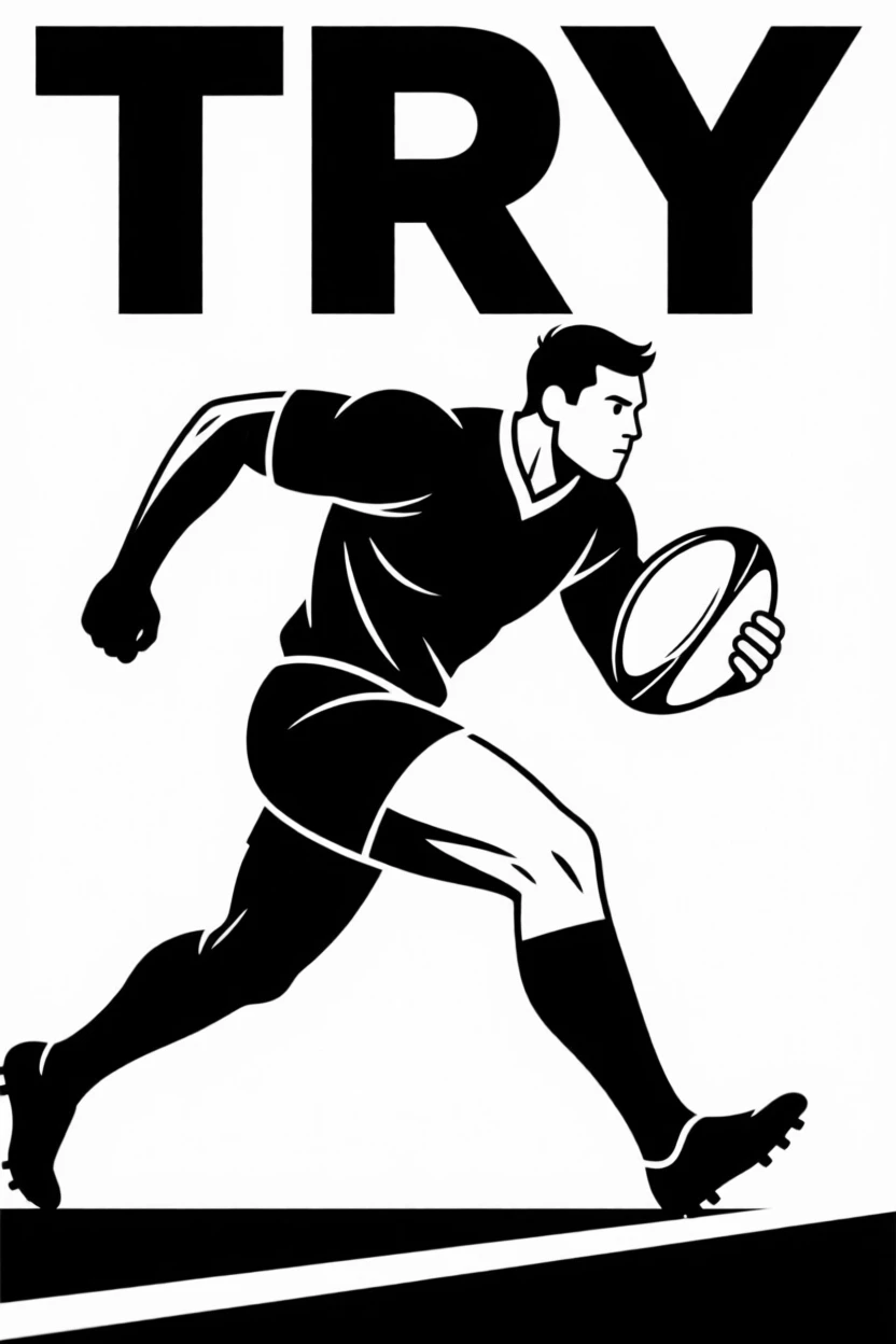 A rugby player charging toward the try line.