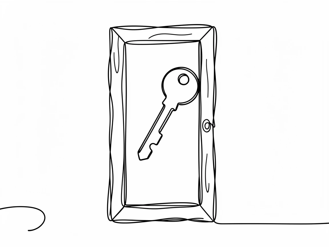 A single key resting on an old wooden door, representing discovery