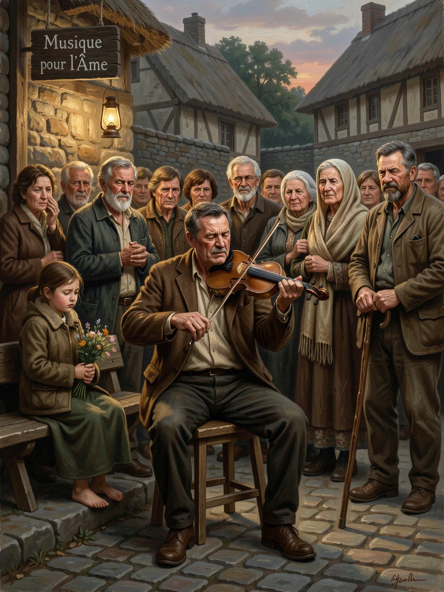 A blind musician performing passionately to a captivated crowd, with the surrounding crowd or community sharing in the emotion, celebrating courage, perseverance, and the strength of the human spirit
