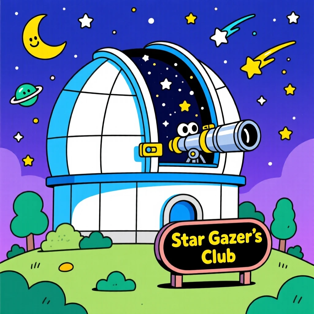 An observatory dome opening to reveal a starry night sky.