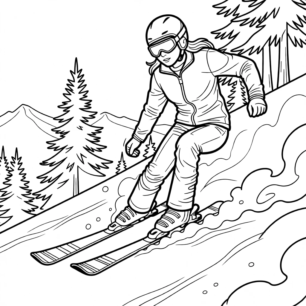 A skier carving fresh powder down a steep slope, with mist rolling gently across the ground.