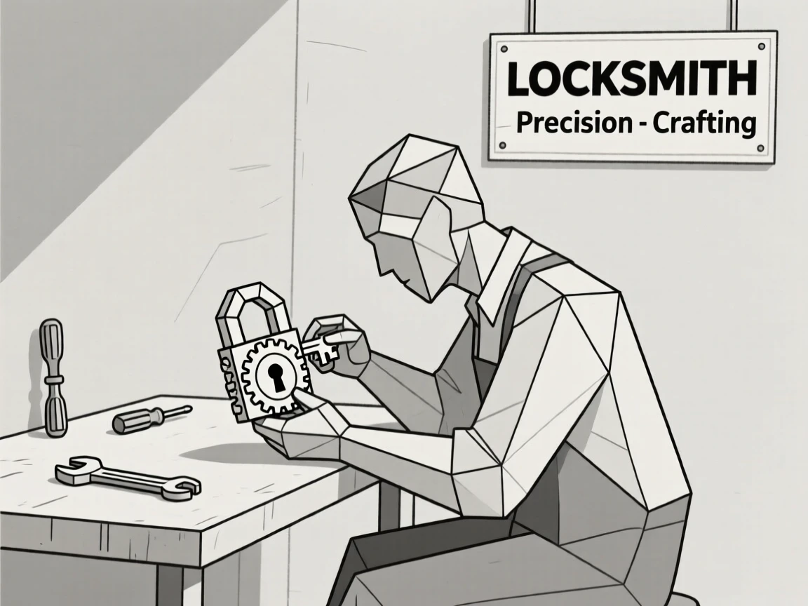 A locksmith crafting an intricate mechanical lock
