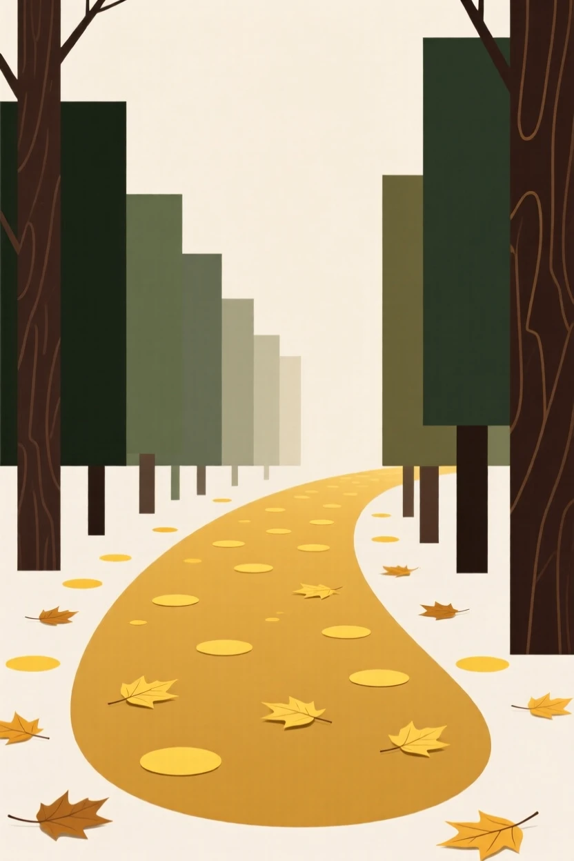 A forest path covered in golden fallen leaves