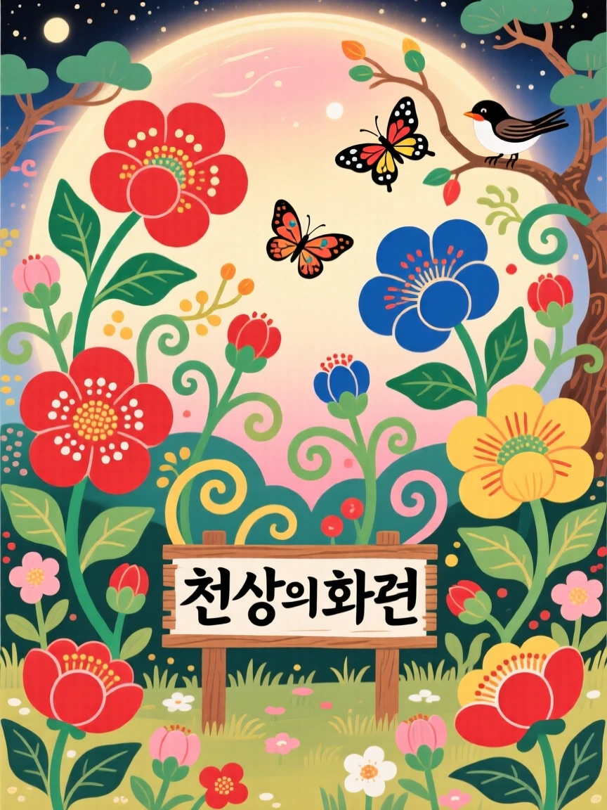 A celestial garden where flowers bloom in soft glowing light.