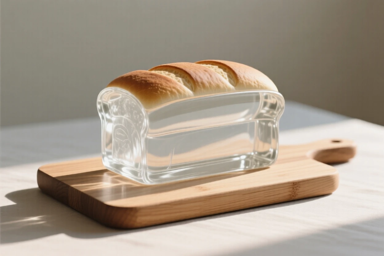 As morning light streams across the table, a loaf of freshly baked bread cooling on a wooden board, while the scent of fresh baking fills the room