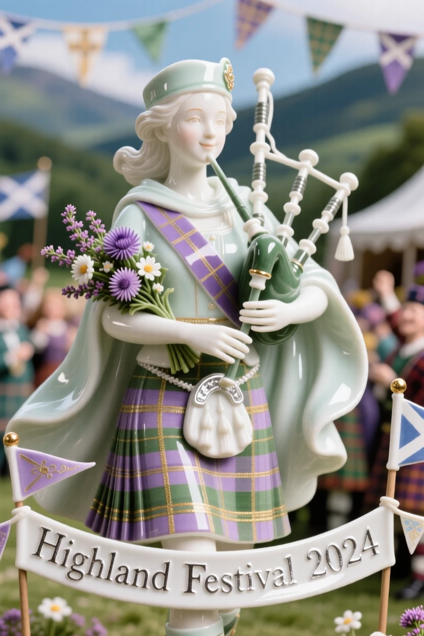 A vibrant Scottish highland festival celebration, rich with vibrant color and pageantry.