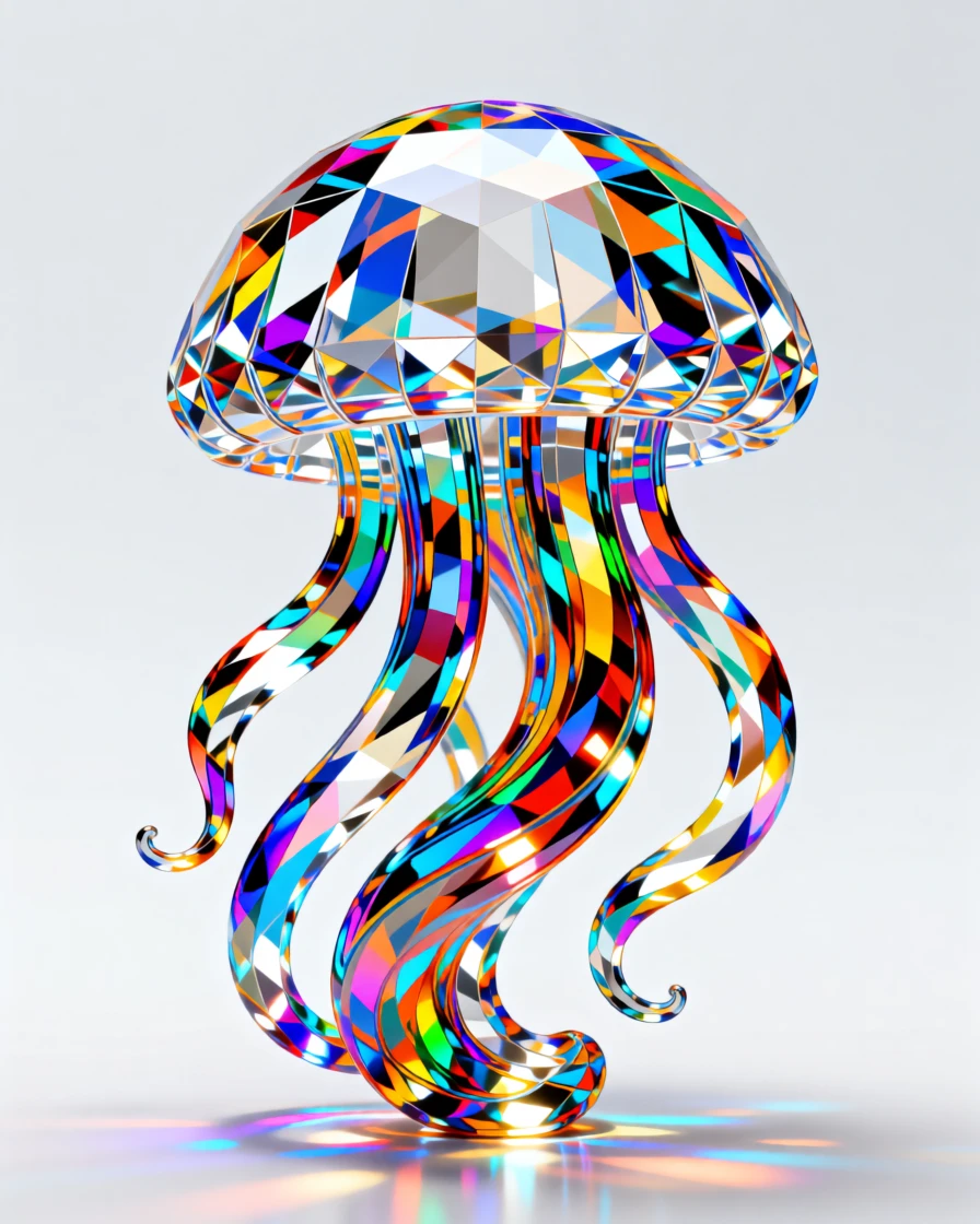 An abstract swirl of vivid colors forming the delicate shape of a jellyfish.